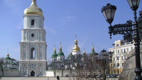 ウクライナの首都キエフのソフィア広場